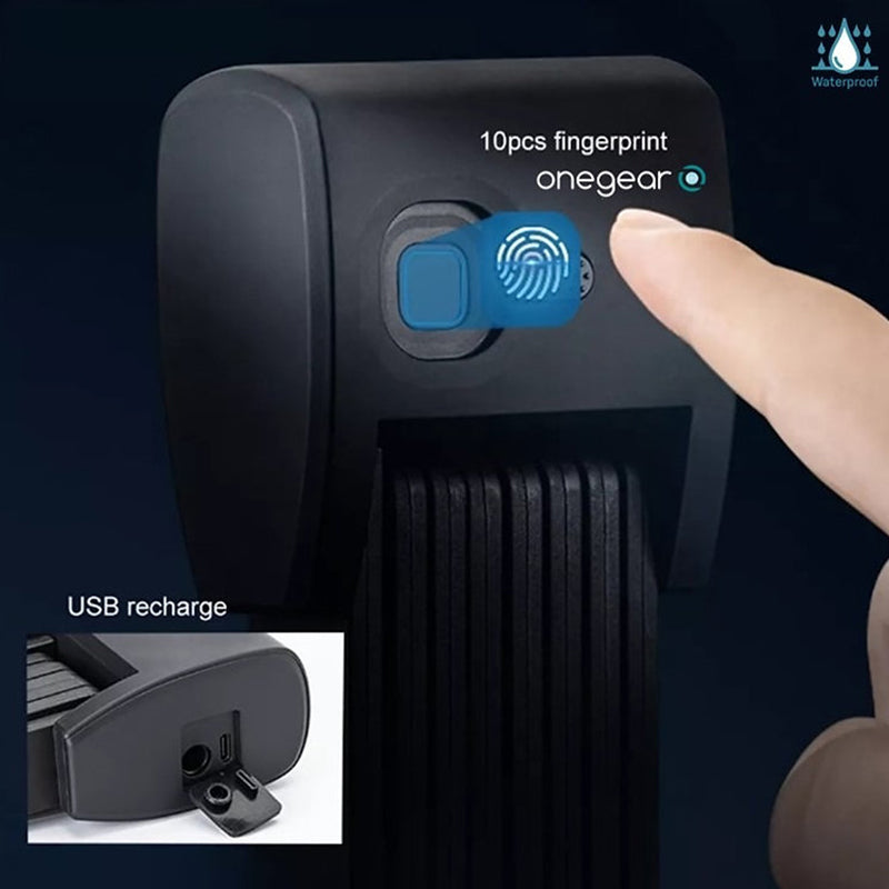 ONEGEAR TESYA 980S - ANTIFURTO INTELLIGENTE PIEGHEVOLE - 6.5MM - APERTURA DA APP - FINGERPRINT - IP67