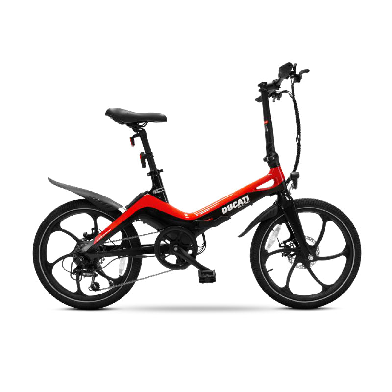 DUCATI MG20 (DU-BI-210003) FOLDING CITY E-BIKE (NERO/ROSSO) - BICICLETTA ELETTRICA - RUOTE 20""X2.125"" - MOTORE 250W 36V- BATTERIA SAMSUNG 36V 10.5AH - DISPLAY LCD - TELAIO IN LEGA DI MAGNESIO- SUPERLEGGERA - AUTONOMIA FINO AD 70KM