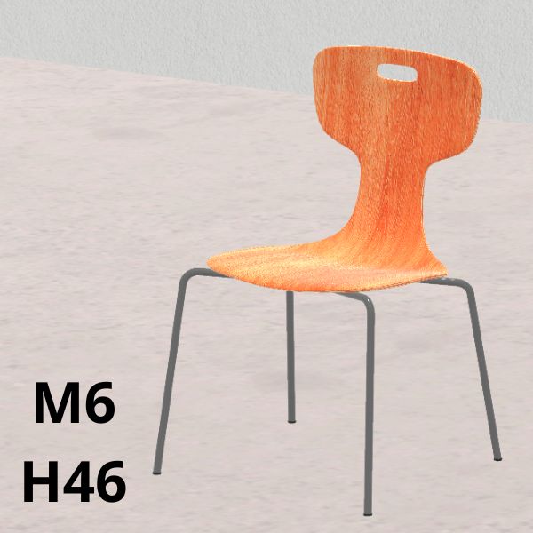 Sedia GIGLIO Wood arancione H 46cm, scocca legno, gambe grigie SD.FLEXW.4GF.M6GC.AR