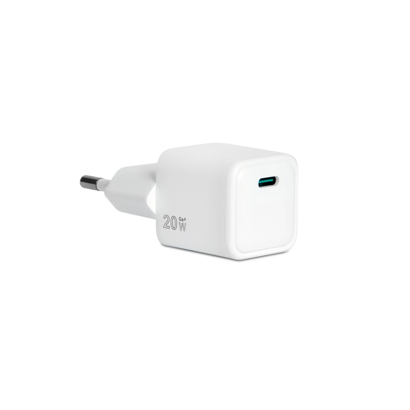 VULTECH CC-120PDCUGWH - CARICATORE UNIVERSALE 1 PORTA TYPE-C PD20 QC 3.0 GAN 20W - BIANCO DIMENSIONI COMPATTE