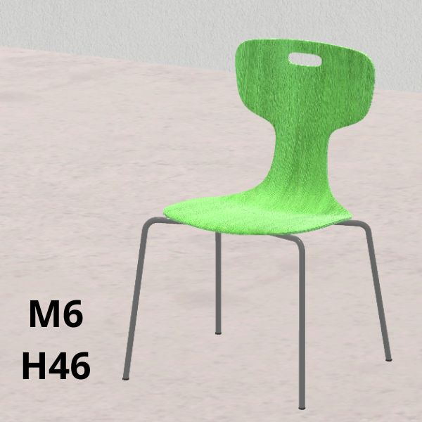SEDIA GIGLIO Wood verde H 46cm, scocca legno, gambe grigie SD.FLEXW.4GF.M6GC.VC