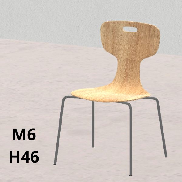 SEDIA GIGLIO Wood finitura legno H 46cm, scocca legno, gambe grigie SD.FLEXW.4GF.M6GC.L