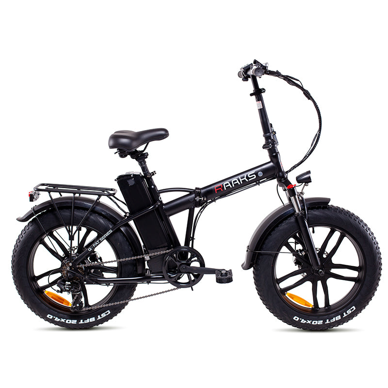 RAAKS BY F.LLI SCHIANO (BIC950) FOLDING FAT E-BIKE (NERO) - BICICLETTA ELETTRICA - RUOTE 20""X4"" - MOTORE 250W - BATTERIA 36V 10.5AH - CAMBIO SHIMANO 7 RAPPORTI - TELAIO IN ACCIAIO - CERCHI IN LEGA - DISPLAY LCD - FRENI A DISCO - AUTONOMIA FINO AD 45KM