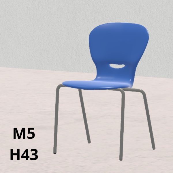 Sedia GINKGO blu H 43cm, scocca polipropilene riciclato, gambe grigie SD.GK+.4GF.M5.BL