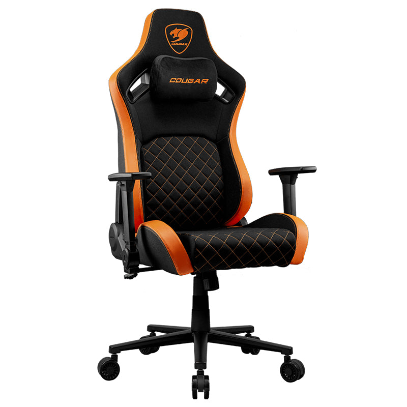 COUGAR DEFENSOR F (BLACK/ORANGE) - SEDIA GAMING - RIVESTIMENTO SIMILPELLE - BRACCIOLI 4D