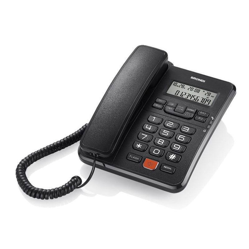 BRONDI OFFICE DESK (NERO) - TELEFONO CORDED - TASTI GRANDI - VIVAVOCE - DISPLAY