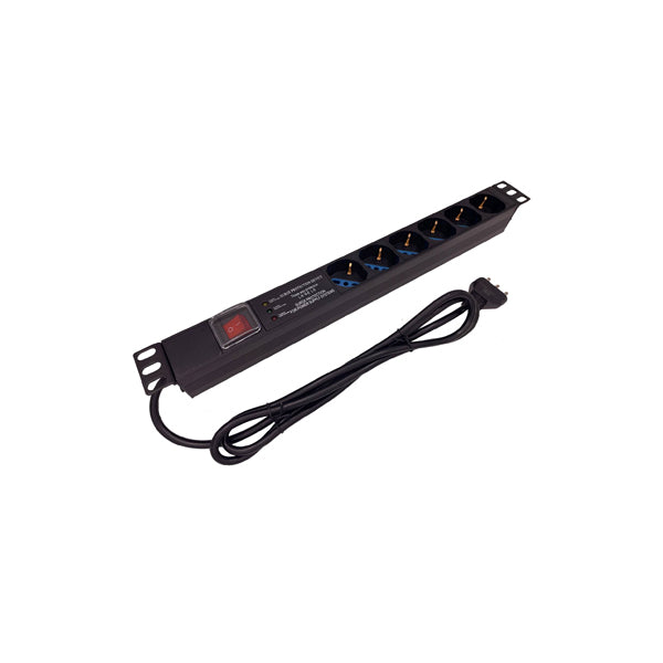 MULTIPRESA DA RACK 19"" LINK LK10066 6 PRESE UNIVERSALI CON INTERRUTTORE SPINA ITALIANA 16A E INTERRUTTORE CONTRO LE SOVRATENSIONI