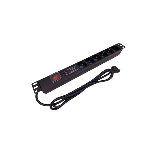 MULTIPRESA DA RACK 19"" LINK LK10066 6 PRESE UNIVERSALI CON INTERRUTTORE SPINA ITALIANA 16A E INTERRUTTORE CONTRO LE SOVRATENSIONI