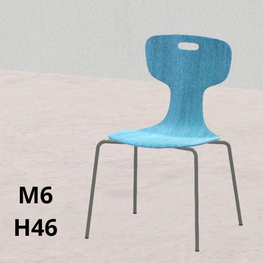 SEDIA GIGLIO Wood blu H 46cm, scocca legno, gambe grigie  SD.FLEXW.4GF.M6GC.BL