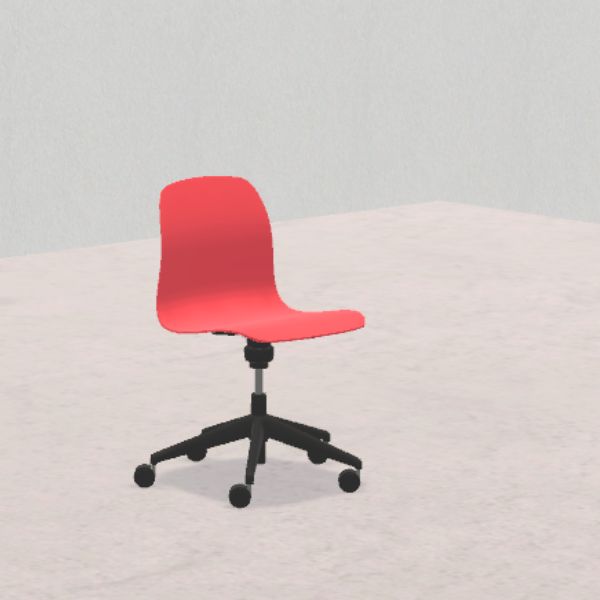 SEDIA PIOPPO Hda 38 a 46cm, struttura nera con ruote, scocca rossa  SD.GIRO.5r.RS