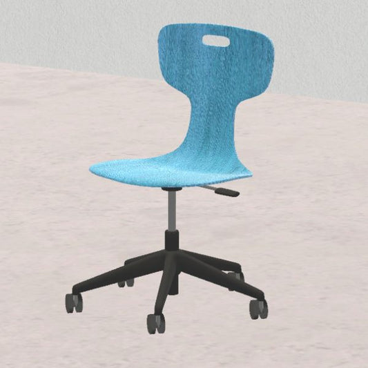 GIGLIO Wood blu H da 39,2 a 47,6cm, scocca in legno, struttura nera con ruote SD.FLEXW.5r.N.BL