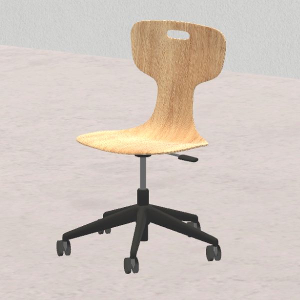 GIGLIO Wood finitura legno H da 39,2 a 47,6cm, scocca in legno, struttura nera con ruote SD.FLEXW.5r.N.L