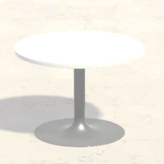 TIGLIO Forma Circolari diametro 75cm, H71,2cm, piano melamina bianco, struttura grigia T.ML.M.d75.h71.BB