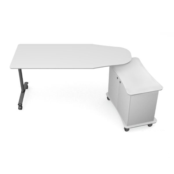 CATTEDRA MODELLO ROVERE 170x70cm h77,7 cm, struttura con ruote e cassettiera, piano melamina bianco T.CTD.M6.M.17070.BB