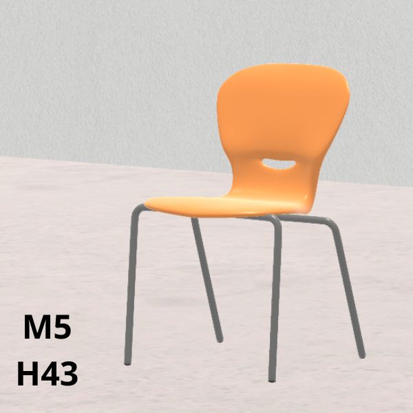 Sedia GINKGO arancio H 43cm, scocca polipropilene riciclato, gambe grigie  SD.GK+.4GF.M5.AR