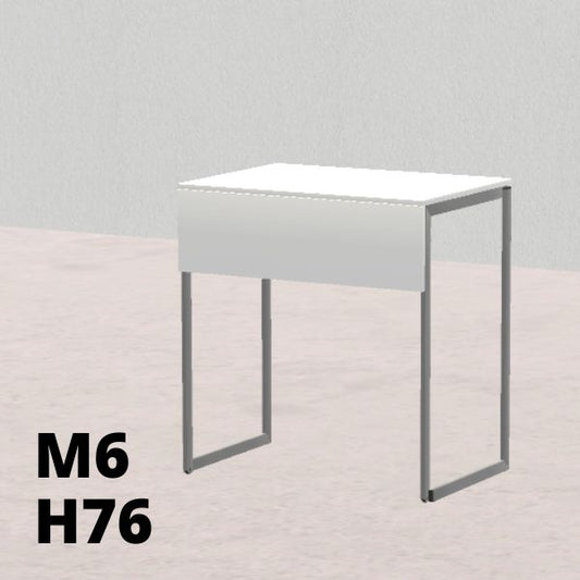 TAVOLO PINO R 50x70cm H76cm, struttura grigia con ruote, piano in melamina bianco T.TRPR.M.5070.M6rGC.BB