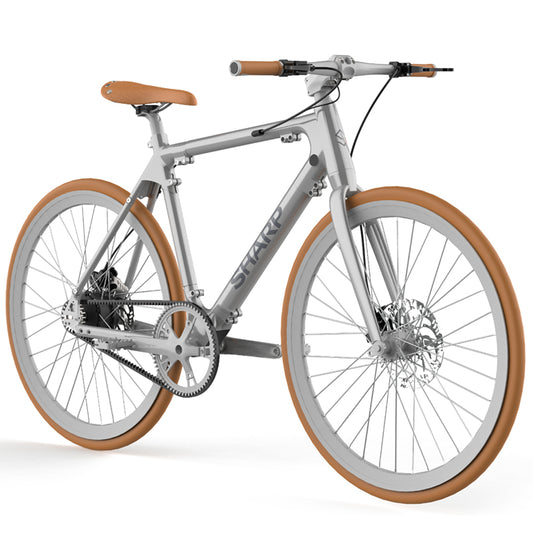 SHARP MILANO (BK-RS08E-S) CITY E-BIKE (ARGENTO METALLIZZATO) - BICICLETTA ELETTRICA - RUOTE 28"" KENDA - MOTORE 250W 36V - BATTERIA  36V 7AH CERTIFICATA - TELAIO IN ALLUMINIO - AUTONOMIA FINO AD 80KM - CINGHIA IN CARBONIO - FRENI A DISCO IDRAULICI